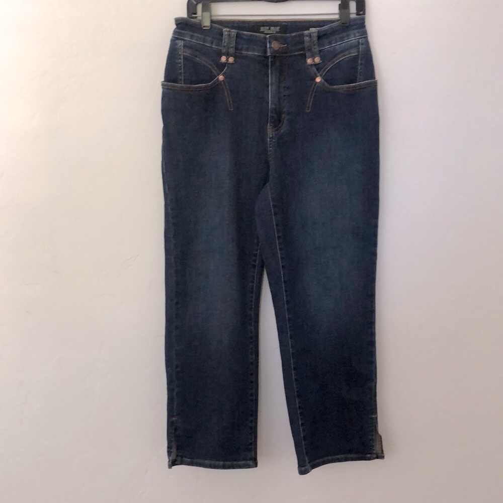 Judy Blue High Waist Cropped Straight Leg Jeans Size 29 Dark Wash Stretch Denim